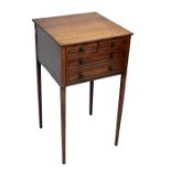 A small early 19th century mahogany and ebony strung side table with two short and two long drawers,