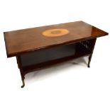 A good late 19th century Arts & Crafts mahogany rectangular centre table, with inlaid top above an