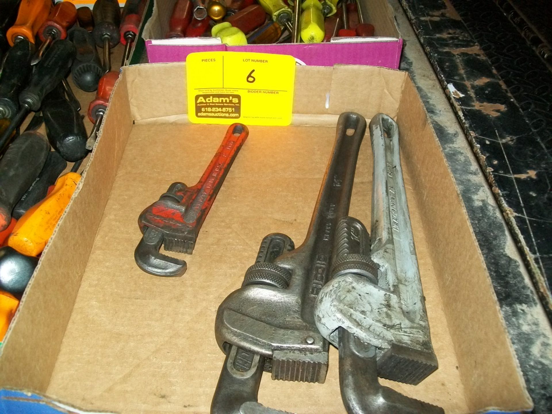 (3) PIPE WRENCHES