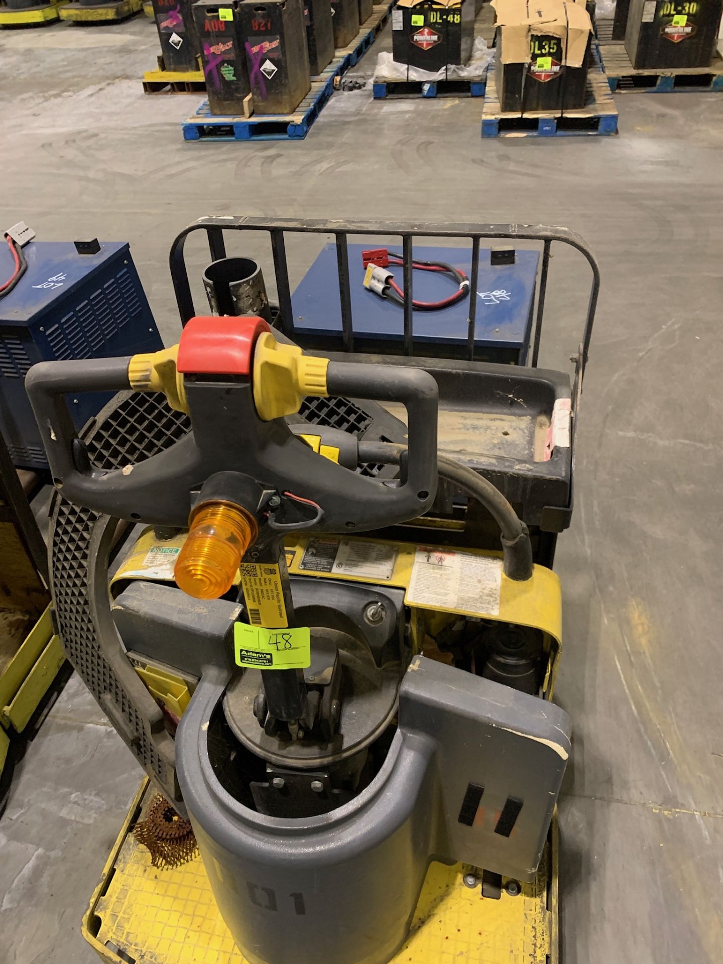 Pallet jack with battery charger