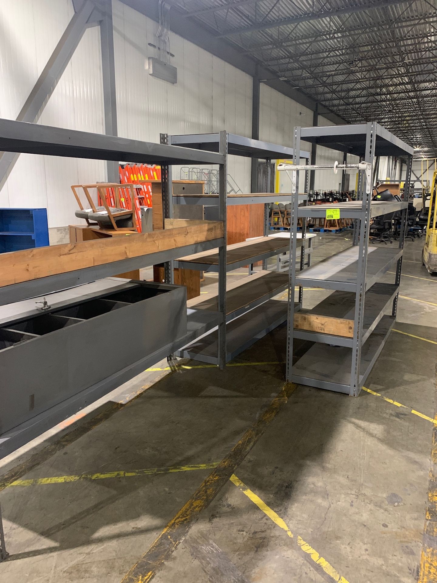 3 sections of warehouse shelving