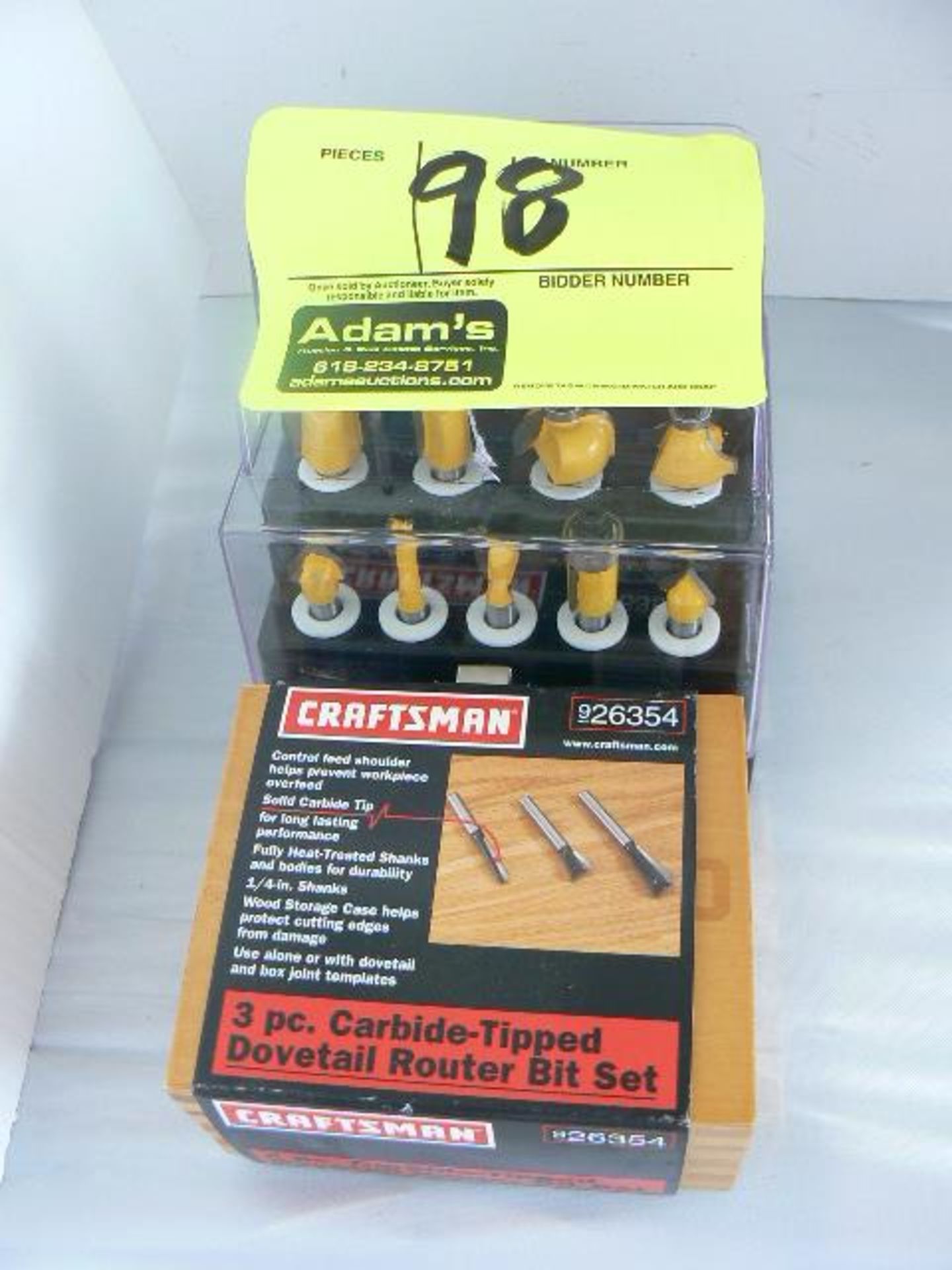 PRO-SERIES 12-PIECE ROUTER BIT SET, CRAFTSMAN 3-PIECE ROUTER BIT SET