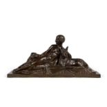 FREDERIC FOCHT ART DECO BRONZE, LADY WITH DOGS