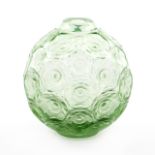 LALIQUE ANEMONES BUD VASE, FROSTED GREEN GLASS