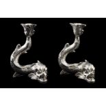 PAIR, CAMUSSO DOLPHIN STERLING SILVER CANDLESTICKS