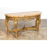 SIGNED FRENCH GILTWOOD MARBLE TOP CONSOLE TABLE