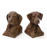 PAIR, WALTER MATIA BRONZE HUNTING DOG BOOKENDS