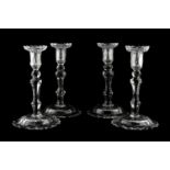 SET, 4 19TH C. CUT-GLASS CANDLESTICKS, DORIS DUKE