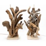 PAIR OF LARGE DRIFTWOOD TABLE LAMPS