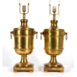 PAIR, HEAVY BRASS URN FORM RALPH LAUREN LAMPS