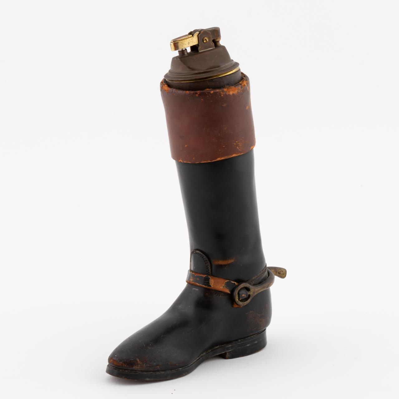 LEATHER RIDING BOOT FORM DESK LIGHTER