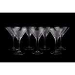 SEVEN TIFFANY & CO. ETCHED MARTINI GLASSES