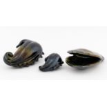 3 SEGUSO VIRO MURANO BLACK GLASS SEA SHELLS