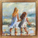 SUSIE PRYOR "A DAY ON THE BEACH" LARGE OIL