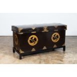 JAPANESE STYLE BLACK LACQUERED & GILT TRUNK