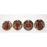 SET, FOUR 19TH C. PALISSY WARE STYLE PLATES
