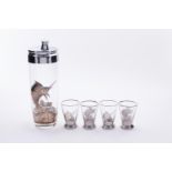 5PC ROCKWELL SILVER CO. SILVER OVERLAY DRINK SET