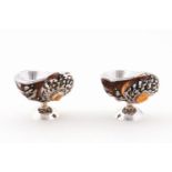 PR., STERLING MOUNTED TURBAN SHELL SALT CELLARS