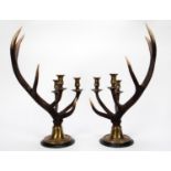 PAIR, ANTHONY REDMILE 3-LIGHT ANTLER CANDELABRA