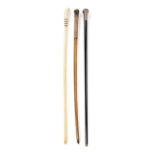 THREE VINTAGE ENGLISH WALKING STICKS, 1 STERLING