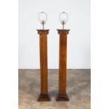 PR. NEOCLASSICAL COLUMN FORM WOOD FLOOR LAMPS