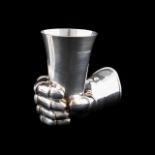 ASPREY STERLING SILVER "KNIGHT'S HAND" VASE, 2004