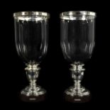 PAIR, RALPH LAUREN SILVER PLATED HURRICANE LAMPS