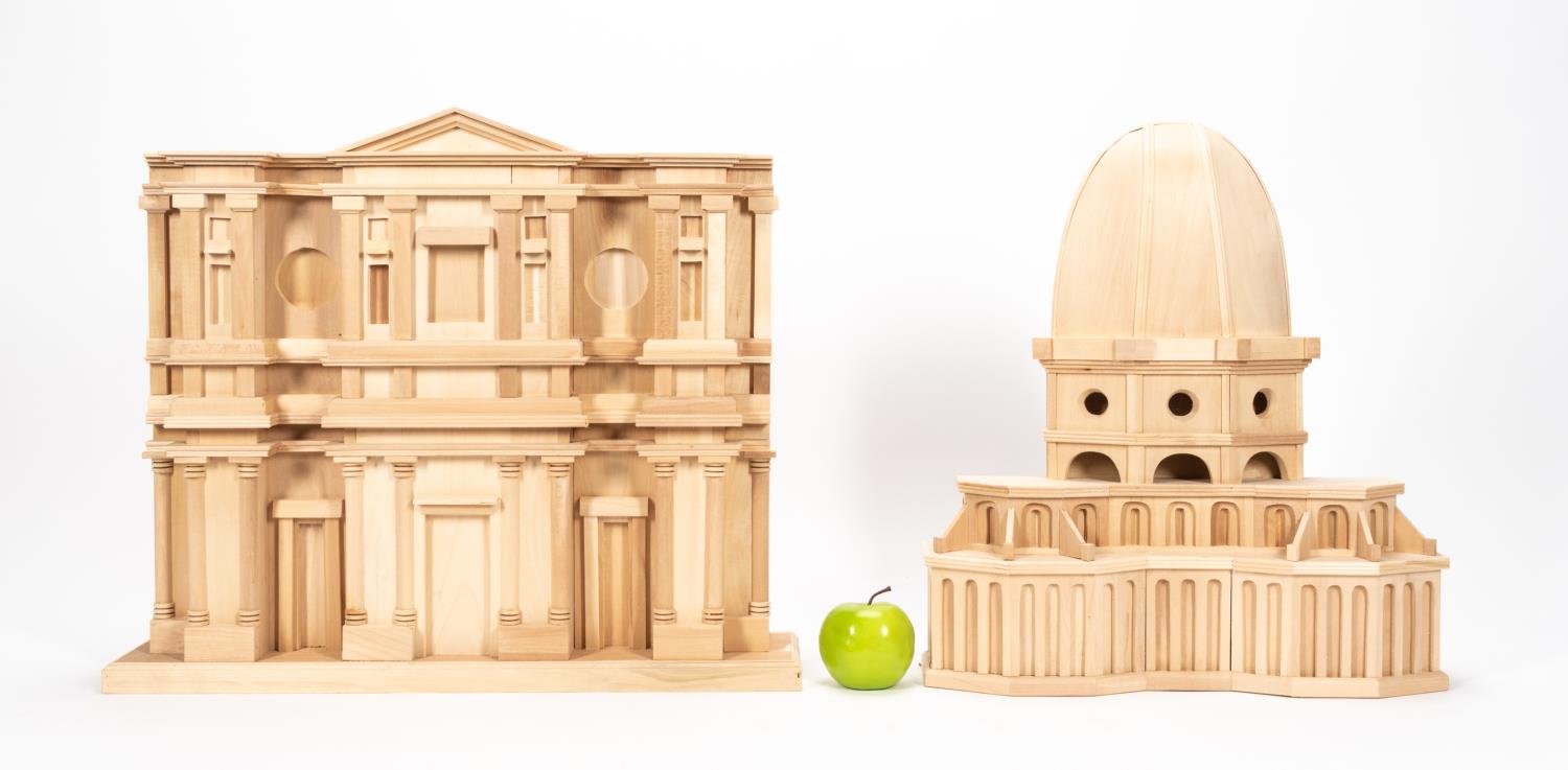 TWO LARGE BASSWOOD ARCHITECTURAL MODELS - Image 2 of 6