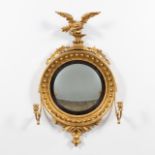 GILTWOOD FEDERAL STYLE CONVEX EAGLE MIRROR, 19TH C