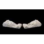 PAIR, MID 19TH C. CARVED MARBLE WALL ORNAMENTS