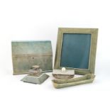 FIVE PIECE SHAGREEN PARTIAL DESK SET