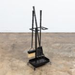 4PC LARGE CUSTOM WROUGHT IRON FIRE TOOL SET