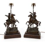 PAIR, BRONZE NAPOLEON EQUESTRIAN TABLE LAMPS