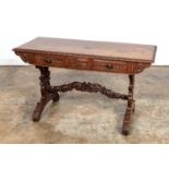 19TH C HIGHLY CARVED OAK ANTIQUARIAN LIBRARY TABLE