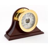 CHELSEA SHIP'S BELL BAROMETER ON MAHOGANY STAND