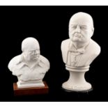 TWO SMALL CAST BUSTS OF WINSTON CHURCHILL
