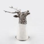 GERMAN STERLING SILVER STAG HEAD STIRRUP CUP