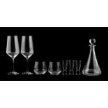 8 PC MODERN COLORLESS GLASS BARWARE, INCL. STEUBEN