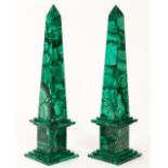 PAIR, RUSSIAN STYLE MALACHITE OBELISKS