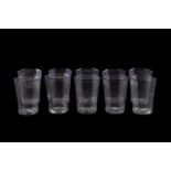 10 SEGUSO DELICATE COLORLESS TUMBLERS, BLUE RIM