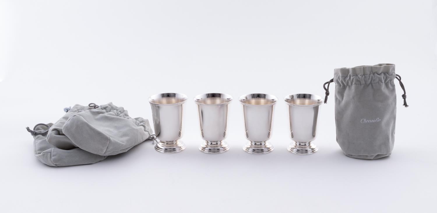FOUR CHRISTOFLE SILVER PLATED TULIP SHAPED CUPS - Image 3 of 5