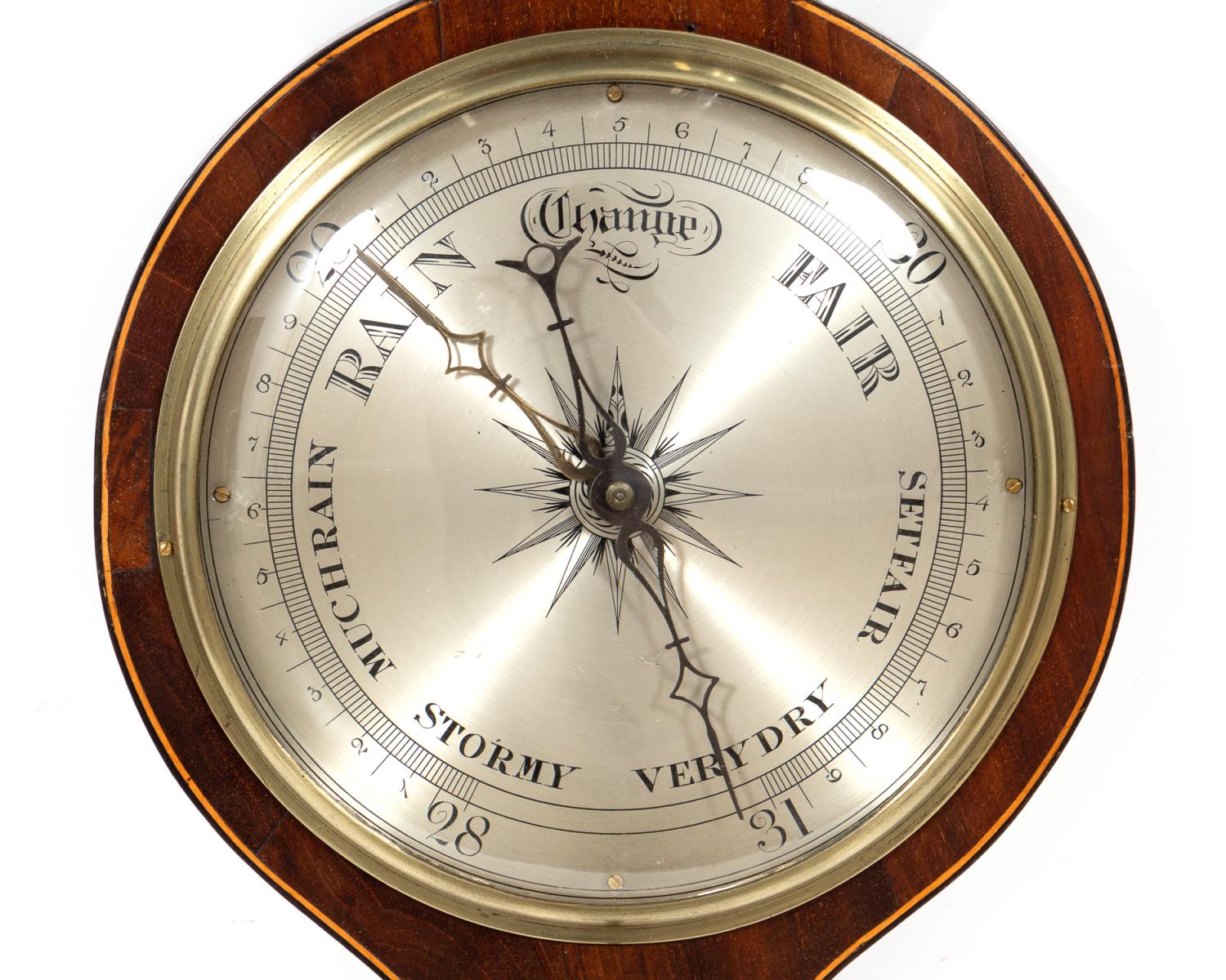 ENGLISH INLAID MAHOGANY BANJO BAROMETER, C.1830 - Image 3 of 6