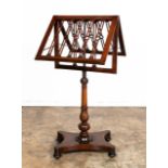 WILLIAM IV ROSEWOOD FOLIO STAND ON PEDESTAL BASE