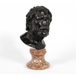 BUST OF LUCIUS ANNAEUS SENECA, BRONZE ON MARBLE