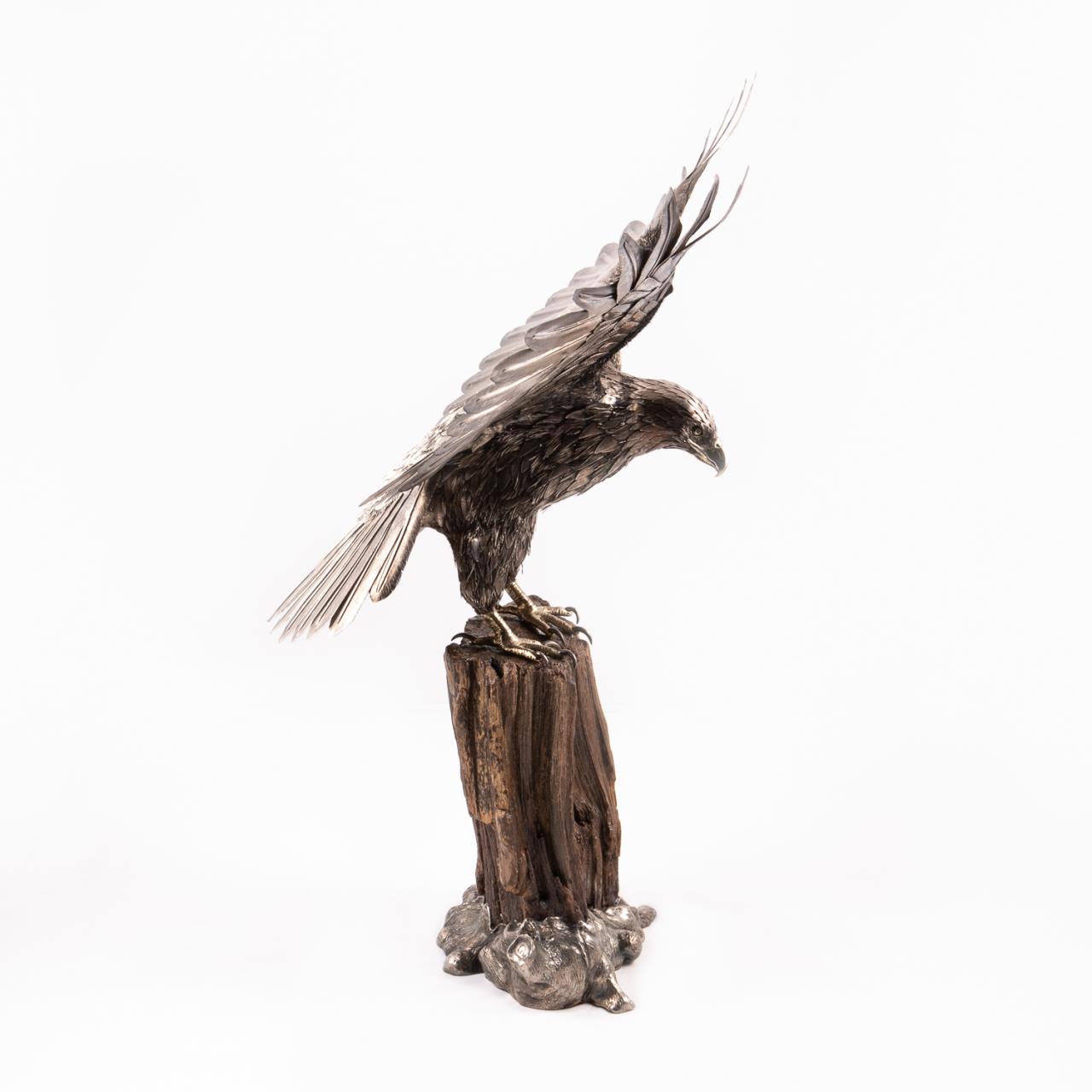 BUCCELLATI STERLING SILVER FIGURE OF AN EAGLE, 28" - Image 5 of 10