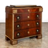 EMPIRE STYLE BRASS MOUNTED MAHOGANY COMMODE