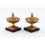 PAIR, EMPIRE STYLE GILT BRASS PASTILLE BURNERS