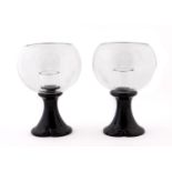 PAIR, SEGUSO GLASS CANDLESTICKS BY ELSA PERETTI