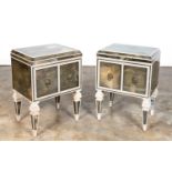 PAIR, ITALIAN STYLE CUSTOM MIRRORED SIDE CABINETS