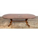 AMERICAN OVAL BRASS INLAID WALNUT DINING TABLE